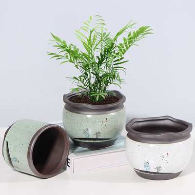 极速陶瓷花盆h创意个性百搭阳台桌面办公室老桩多肉盆景花盆