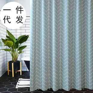 极速Modern Style Bathroom Curtain BlueI Plaid Shower Curtain