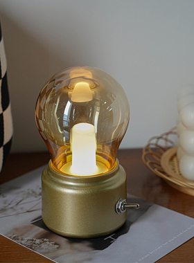 极速复古充电小夜灯床头卧室迷你台灯insL网红氛围装饰灯泡灯生日