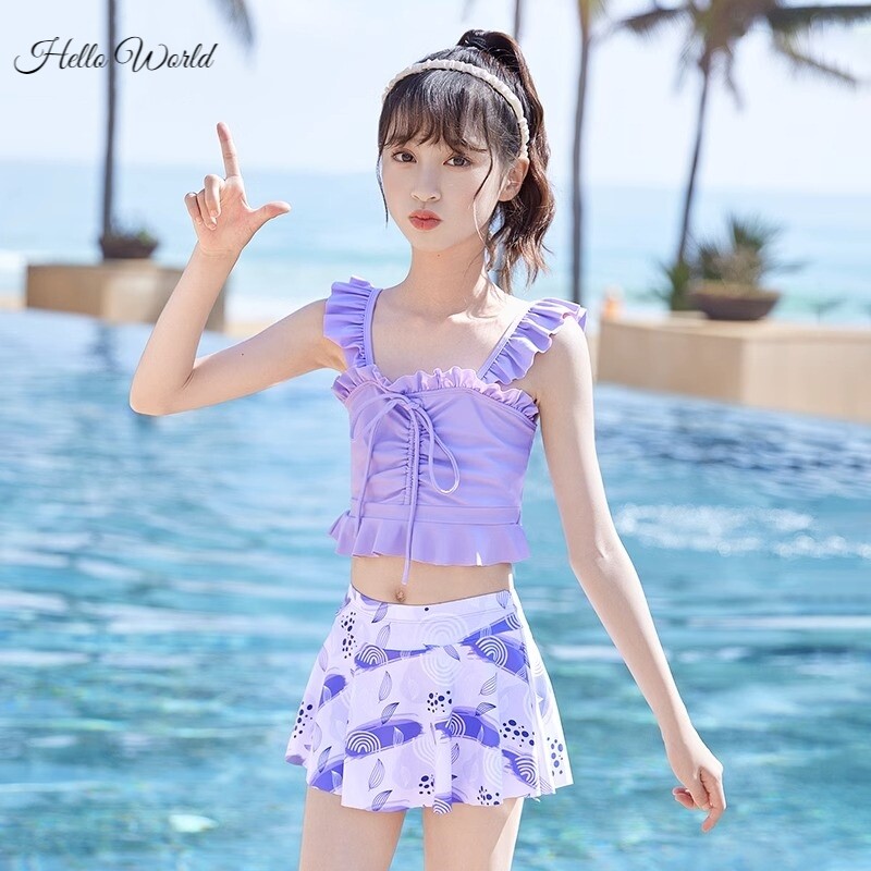 极速夏季2023k新款分体泳衣女款儿童泳装公主风女孩10岁女宝游泳