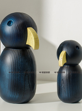 极速北欧抽象蓝色丹麦百灵鸟摆件家居饰品样板Q间客厅书房办公室