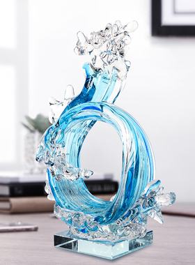 极速轻奢现代琉璃工艺品招财艺术摆件玄H关电视柜酒柜书房水晶软