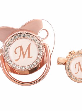极速26 Initials Luxury Rose Gold Baby Pacifier Chain 0Z-12 M