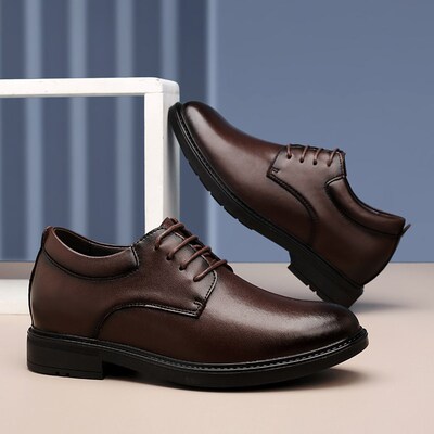 新品头真皮大码47男士皮鞋商务正装内增高8CNM鞋子结婚面试新郎男