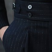 男金线条纹高腰垂感抗皱直筒 那不勒斯免烫商务休A闲裤 极速 两色