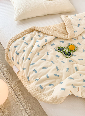 极速inas可爱婴儿豆豆被a类纯棉纱布柔软儿童宝宝春秋空调被子四