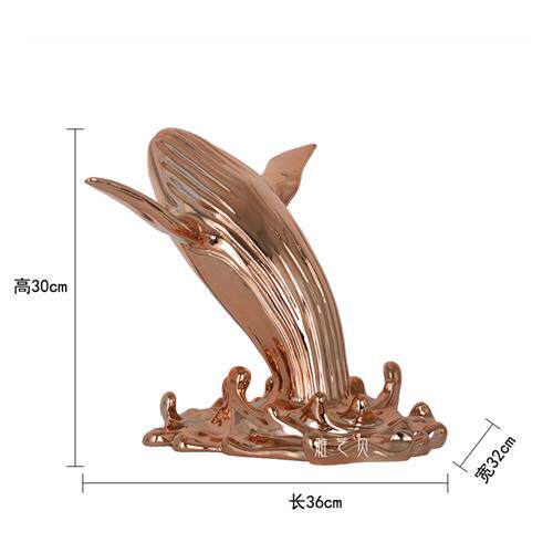 设计师款式鲸鱼落地雕塑摆件抽象海豚玻璃钢售楼处大堂酒店艺术品