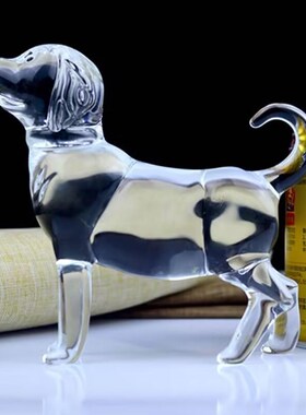 水晶小狗摆件 家居客厅玄关装饰品十二生肖男女朋U友孩子生日礼物