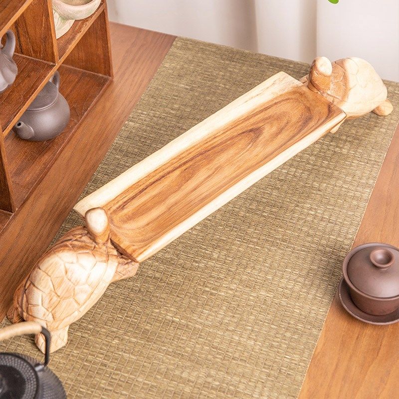 东南亚风实木大象水果盘摆t件客厅桌面干果盘泰式双象乌龟创意收