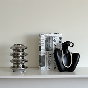 酒柜电视柜办公室柜开放格软装 饰品样板间M客厅高级感小众艺术摆