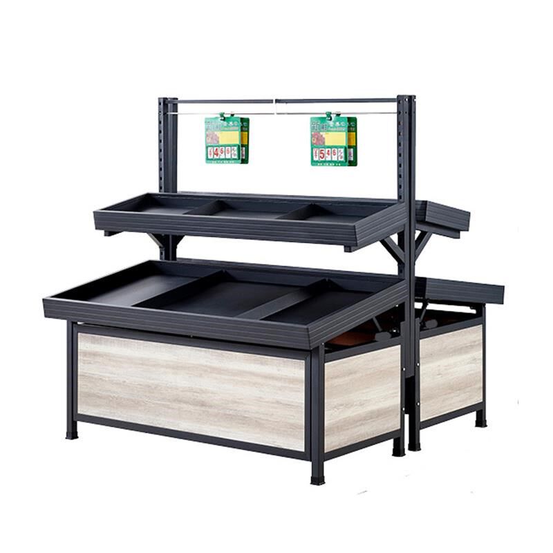 超市生鲜店水果货架子蔬菜t展示架商用单双层堆头促销台干果中岛