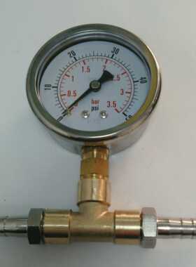 3.5bbar 50psi 压力表加三通宝塔接头 表直径68mm宝塔外径选4-12m