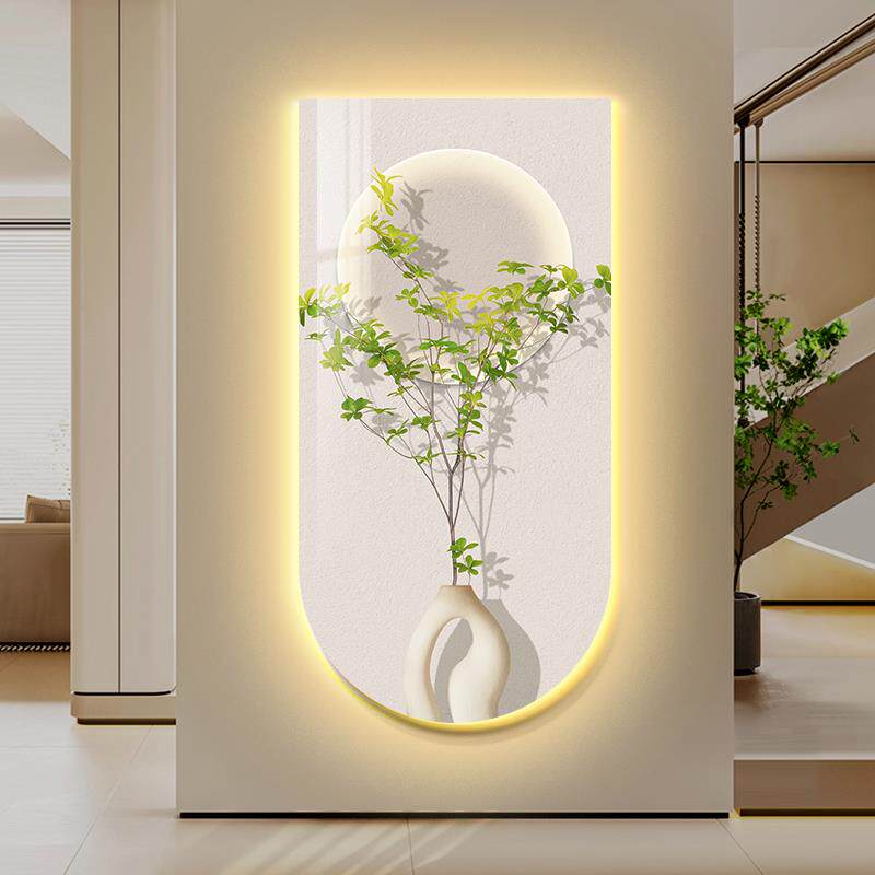 创意绿植灯画玄关装n饰画高级感客厅走廊过道led氛围壁灯发光挂画