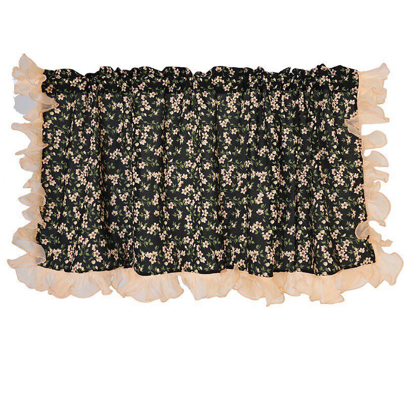 美式复古深色樱花荷叶半帘门帘成品窗帘透光穿杆Z半遮光卧式