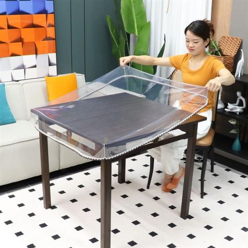 透明皮罩正方形防水m防油桌布耐高温轻奢烤火桌罩套长方形垂边包