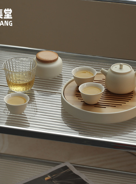 宜集inas奶油茶盘小型储水式干泡台圆形高级感Q陶瓷下午茶茶具家