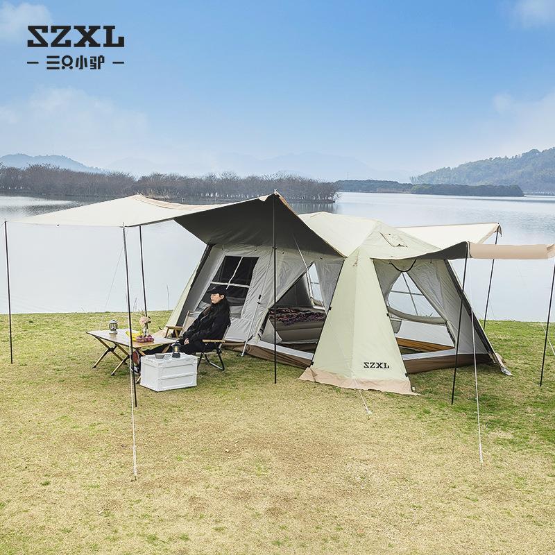 两室一厅天幕全自动帐篷户外露营防雨防晒野营装备移动房子防暴雨