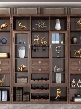 新中式摆件家居饰品创意简约客厅酒柜轻奢P博古架书柜装饰摆设