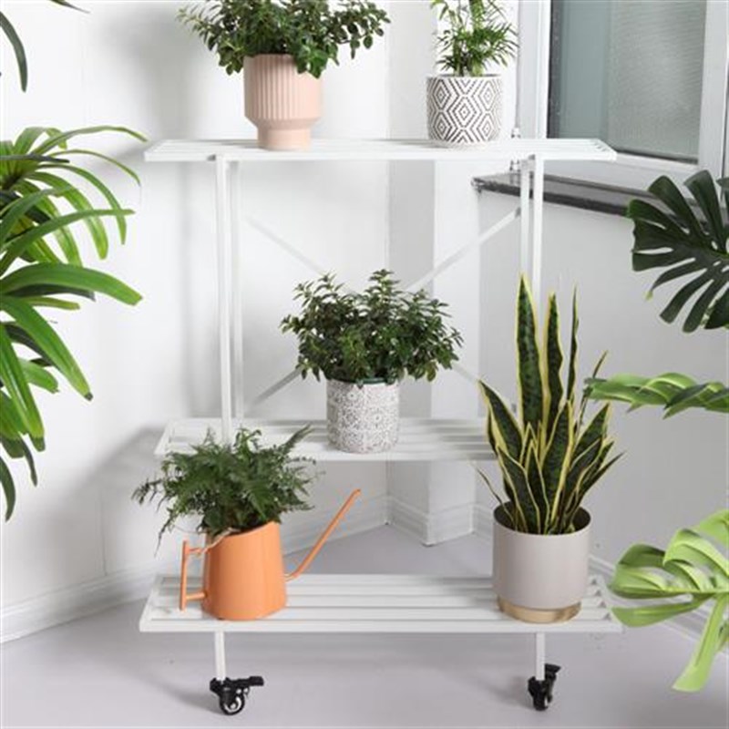 多层花架阳台置物架可移动落地z式植物摆放架铁艺客厅花盆架带轮