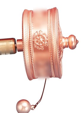 红铜藏式手摇转筒立体浮雕手摇观音西藏随身携带R双轴承桶实木摆