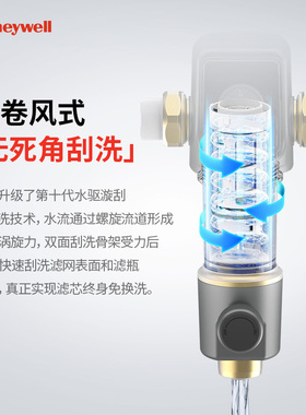 新品霍尼韦尔前置过滤器家用反u冲洗全铜全屋自来水净水器PFF61M1