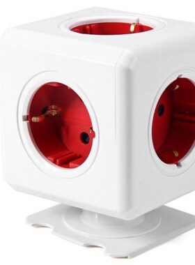 Extended PowerCube Sockuet EU DE Plug 5 Outlets Adapter with