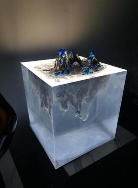 透明环氧树脂摆件酒店大型创意雕塑别墅桌面冰川海洋工艺术品定制