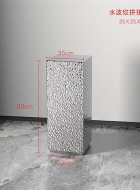 现代轻奢水波纹不锈钢酒店售楼部会所服装店雕塑台展示台落地摆件