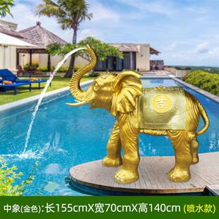 户外喷泉装饰玻璃钢吐水大型工艺品新加坡鱼尾狮摆件园林景观雕塑