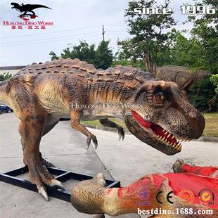 仿真机械电动恐龙模型霸王龙捕食生病三角龙恐龙组合打斗场景