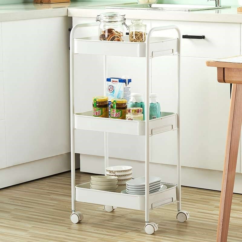 心家宜厨房置物架落地多层蔬菜收纳架菜篮子架子可移动Z带轮小推