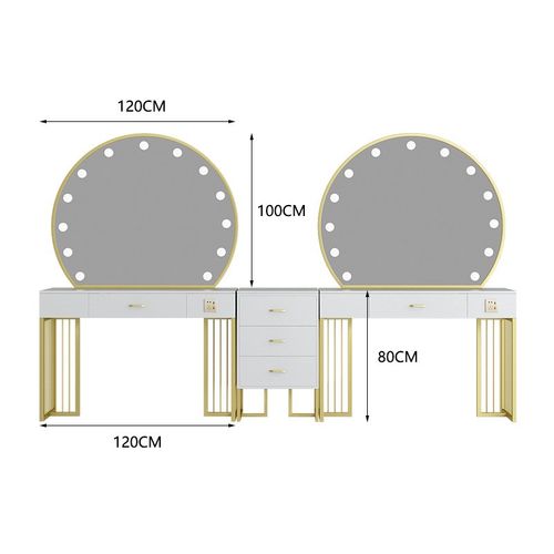 影楼带灯专业化i妆台轻奢网红婚纱店大理石梳妆师桌彩妆美容院专