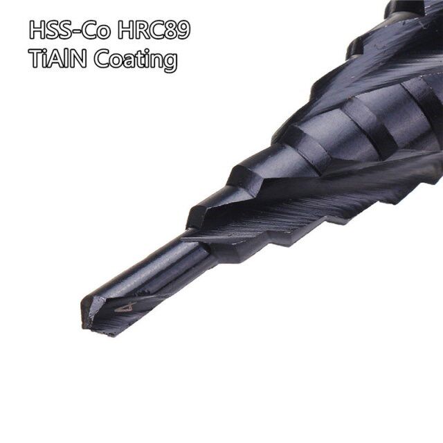 3 Flute Step Drill Bit TiAlN Coated HRC89 HSS-CoU M35 Cobalt
