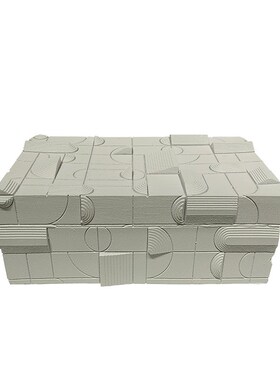 现代轻奢b装饰盒白色素肌理纹字母树脂首饰收纳盒样板间卧室梳妆