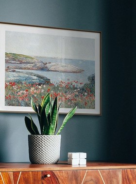 蓝色大海b森林自然风景装饰画现代简约loft北欧简约客厅挂画油画