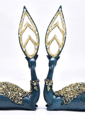 树脂工艺品 欧式情侣鹿摆件家居装饰品 酒店创意商Z务摆设精致