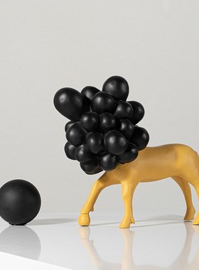 小众抽象派狮子动物艺术品摆设玄关桌面设计师R搭配软装创意摆件