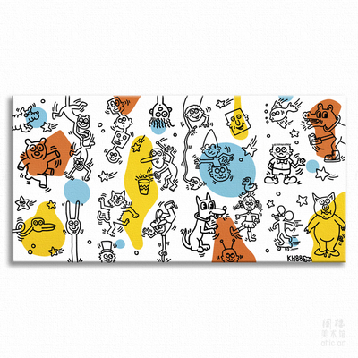 儿童乐园 Keith Haring 凯斯哈林 装J饰画 波普艺术 儿童房幼儿园