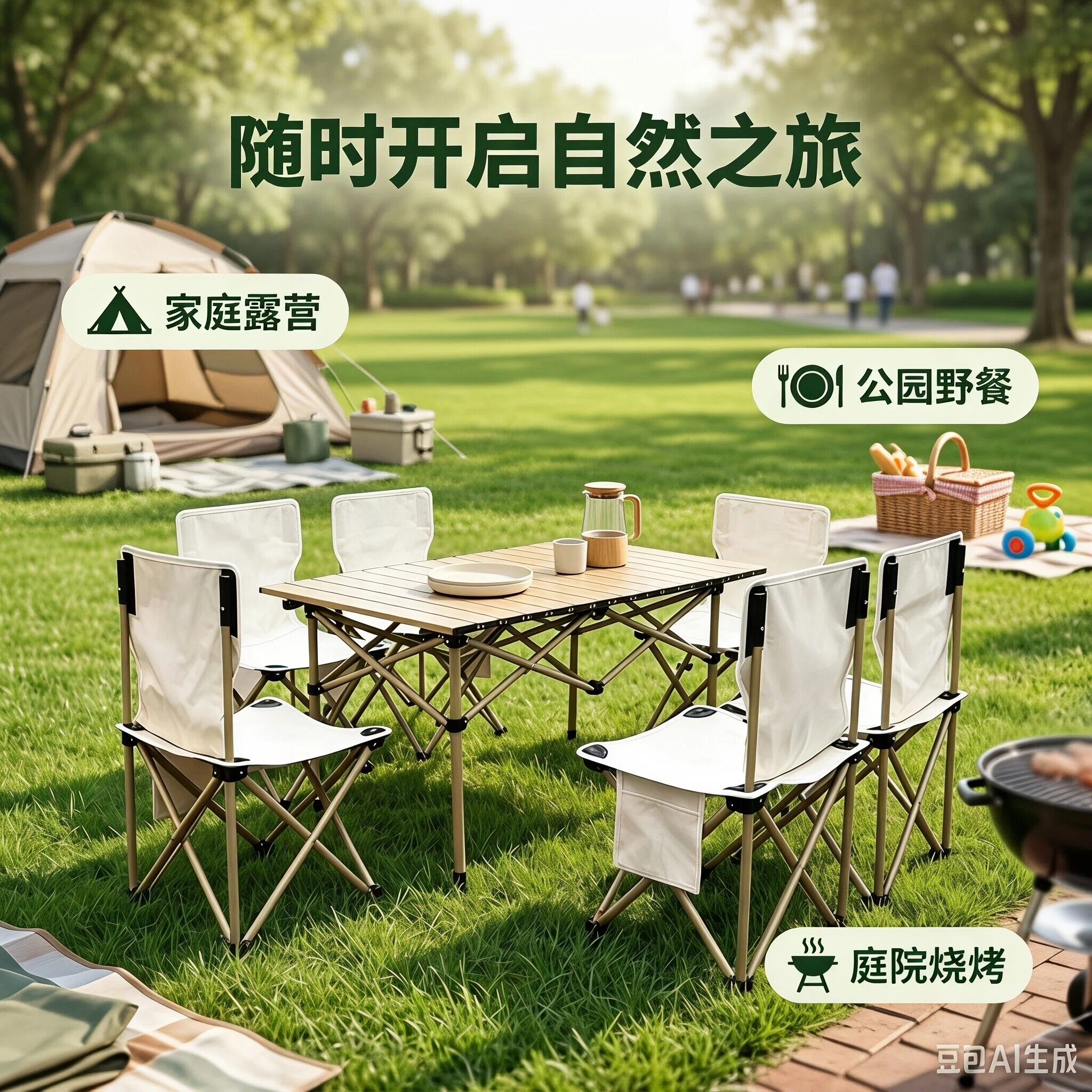 户外折叠桌子椅子露营桌椅便携式蛋卷桌摆摊野餐装备套装烧烤简易