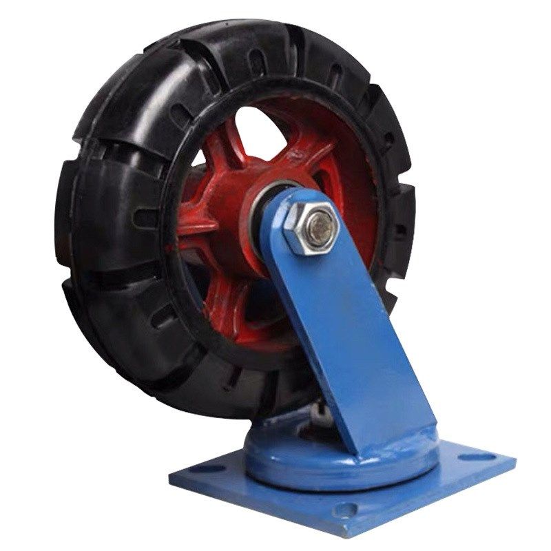 超重型6寸8寸10寸12寸14寸16寸橡胶工业脚轮静音铁芯刹车万向轮子