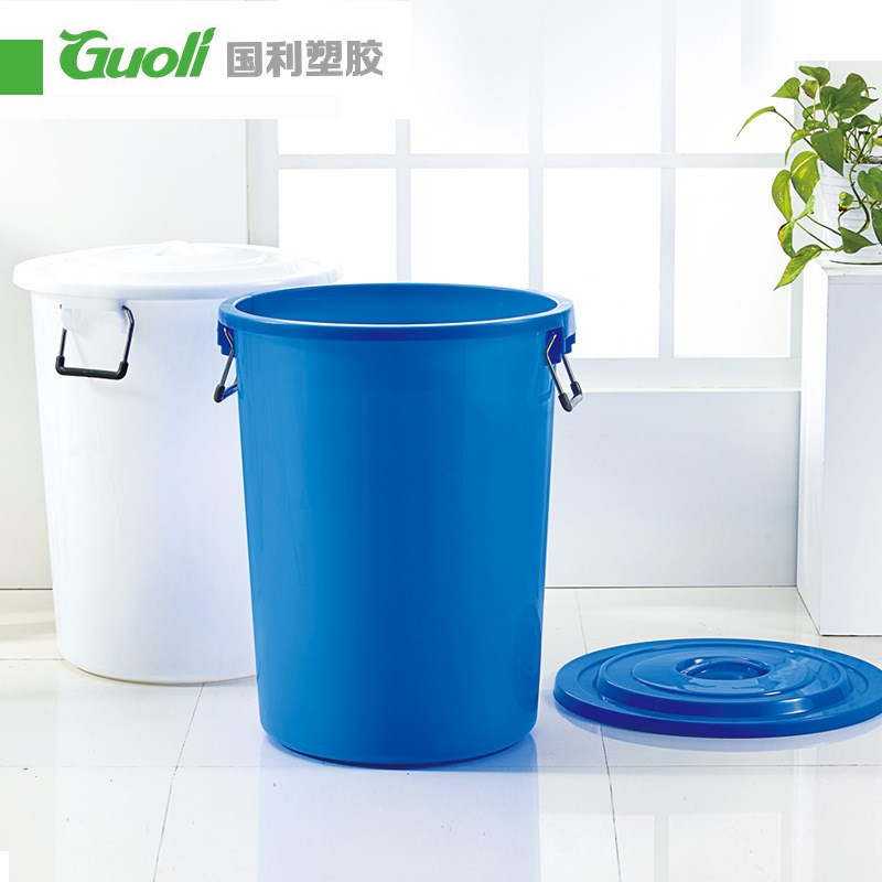 塑料水桶食品级圆桶带盖家用桶户外发酵手提桶60L加厚工业桶