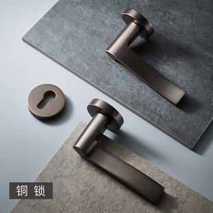 现代房门锁 分体锁室内家用静音通用门锁实木门把手执手锁美式