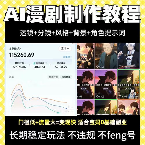 AI漫剧制作教程2026蓝海赛道全流程教学副业零基础小白可做