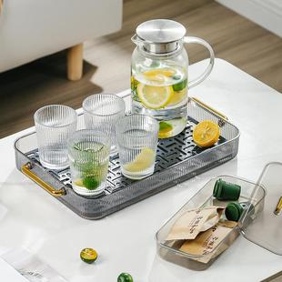 轻奢杯子架放茶杯水杯长方形双层沥水托盘 茶盘家用客厅2024年新款