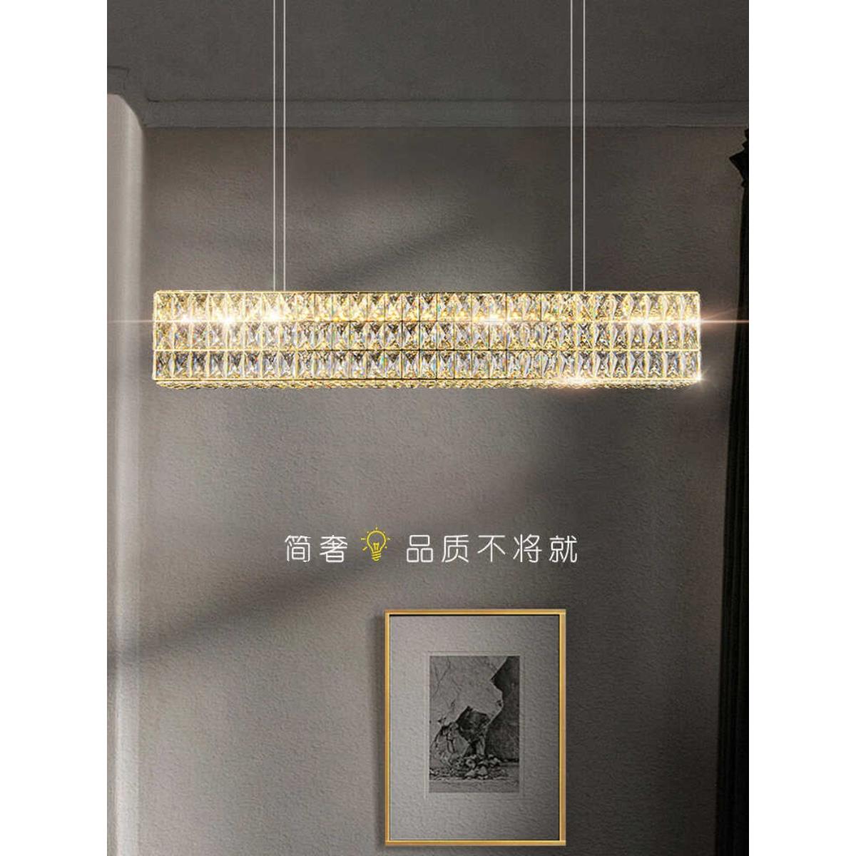 包安装新款轻奢水晶客厅圆形餐厅吧台长条岛台吊灯卧室灯中山灯具
