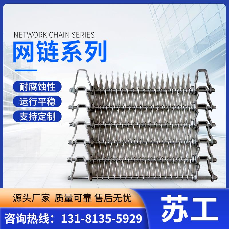 304不锈钢链条式网带隧道炉烘干线传动带流水线耐高温螺旋输送链