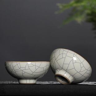 青瓷功夫茶杯单杯龙泉手工月白冰裂陶瓷主人品茗杯茶碗盏复古家用