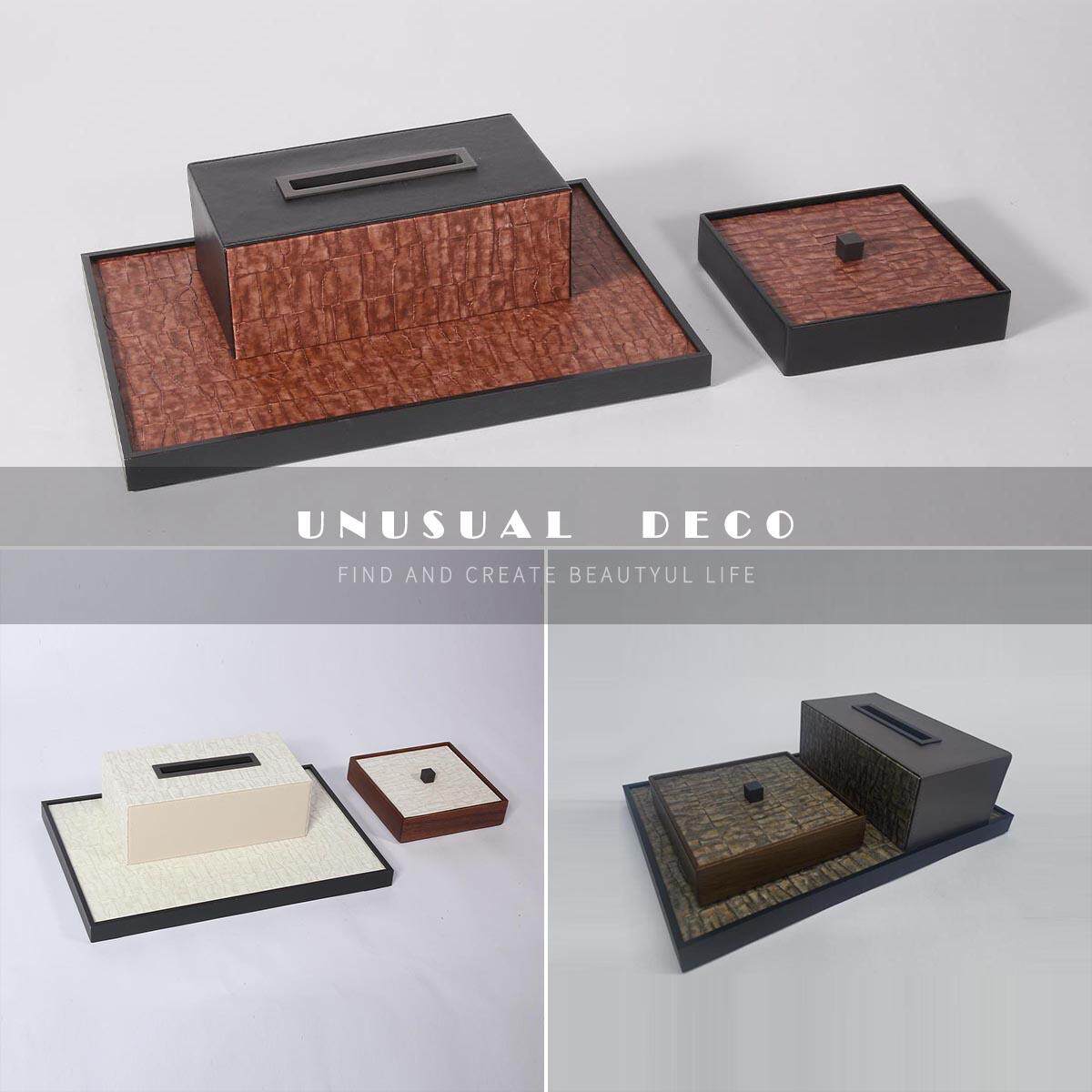 UNUSUAL 样板间书房书柜桌面收纳盒纸巾盒托盘组合搭配装饰品摆件