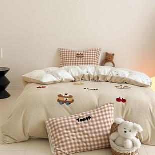 Lovely 保暖绒毛巾绣秋冬床上用品 可爱卡通牛奶绒四件套2024新款