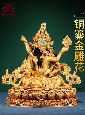 全鎏金财神精工铜雕黄财神之家五行财神铜饰